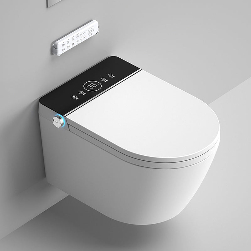Simplistic Wall Mounted Bidet Elongated Foot Sensor Ceramic Heated Seat Clearhalo 'Bathroom Remodel & Bathroom Fixtures' 'Bidets' 'Home Improvement' 'home_improvement' 'home_improvement_bidets' 'Toilets & Bidets' 7555090
