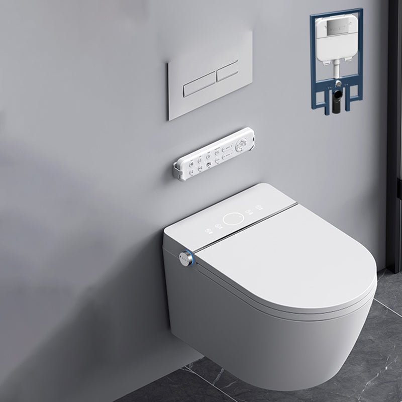 Elongated Wall Mounted Bidet Smart Bidet with Dryer and Heated Seat Bidet with High Water Tank White Clearhalo 'Bathroom Remodel & Bathroom Fixtures' 'Bidets' 'Home Improvement' 'home_improvement' 'home_improvement_bidets' 'Toilets & Bidets' 7555315