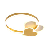 Simplicity LED Ring Ceiling Lighting Gold Loving Heart Flush Mount Lamp with Acrylic Shade in Warm/White Light Clearhalo 'Ceiling Lights' 'Close To Ceiling Lights' 'Close to ceiling' 'Flush mount' Lighting' 756459