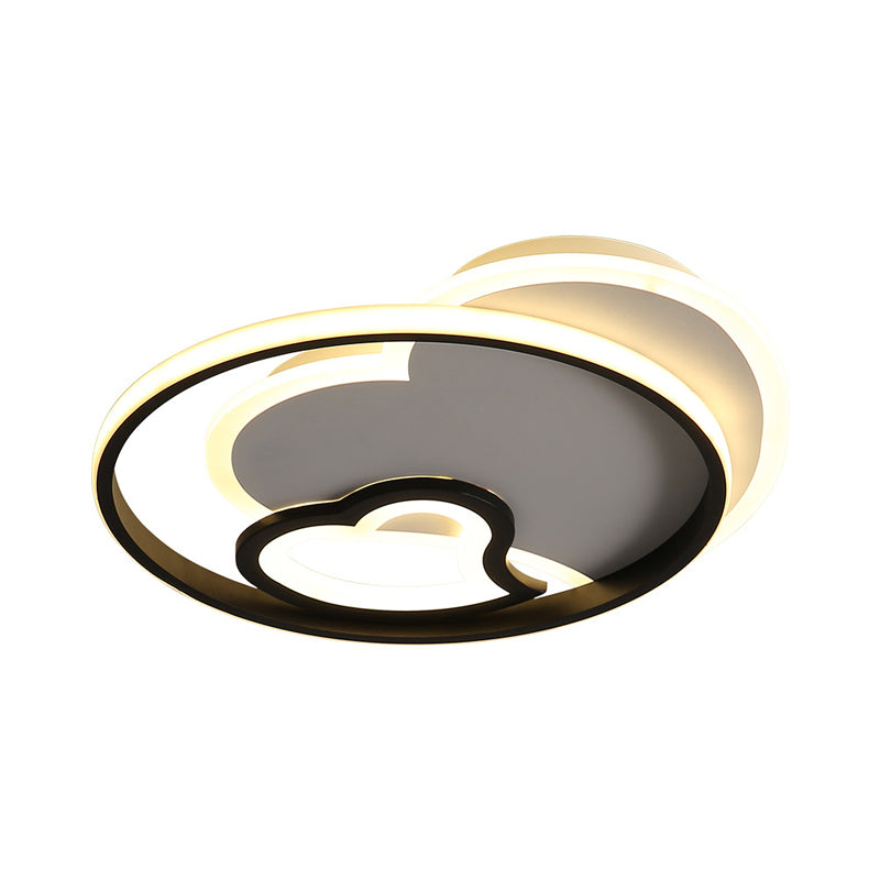 Acrylic Loving Heart Flushmount Lighting Modernist White/Black/Pink LED Ceiling Mounted Fixture for Bedroom Clearhalo 'Ceiling Lights' 'Close To Ceiling Lights' 'Close to ceiling' 'Flush mount' Lighting' 756498