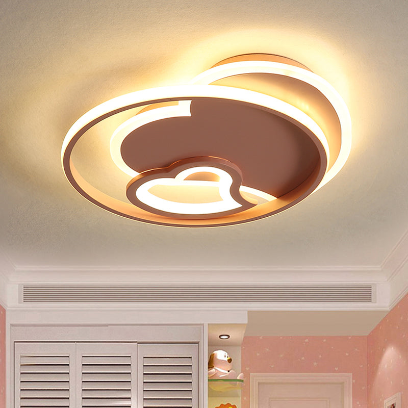 Acrylic Loving Heart Flushmount Lighting Modernist White/Black/Pink LED Ceiling Mounted Fixture for Bedroom Pink Clearhalo 'Ceiling Lights' 'Close To Ceiling Lights' 'Close to ceiling' 'Flush mount' Lighting' 756501