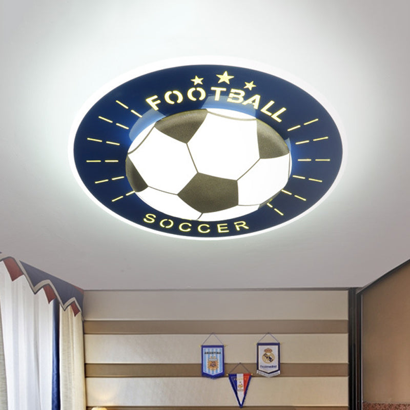 Contemporary Football Ceiling Flush Acrylic Bedroom LED Flush Mount Light Fixture in White/Blue Blue Clearhalo 'Ceiling Lights' 'Close To Ceiling Lights' 'Close to ceiling' 'Flush mount' Lighting' 756509