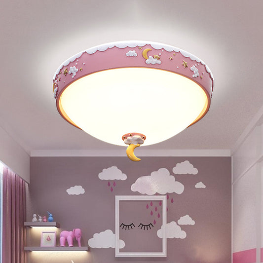 Acrylic Waterdrop Flush Light Contemporary Pink/Blue Cloud Pattern LED Ceiling Flush Mount with Moon and Star Design Pink Clearhalo 'Ceiling Lights' 'Close To Ceiling Lights' 'Close to ceiling' 'Flush mount' Lighting' 756517