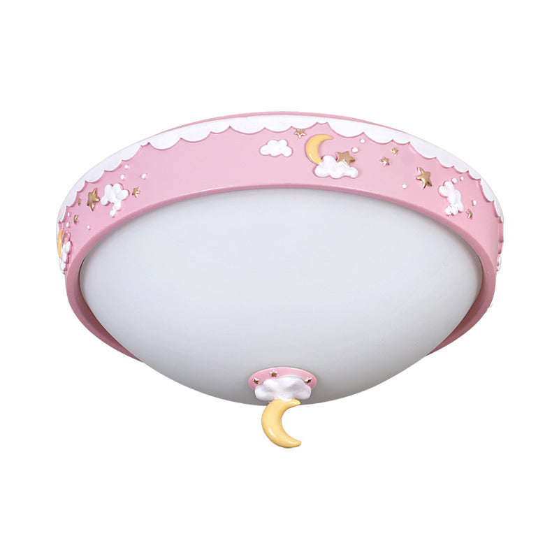 Acrylic Waterdrop Flush Light Contemporary Pink/Blue Cloud Pattern LED Ceiling Flush Mount with Moon and Star Design Clearhalo 'Ceiling Lights' 'Close To Ceiling Lights' 'Close to ceiling' 'Flush mount' Lighting' 756518