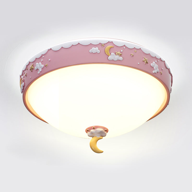 Acrylic Waterdrop Flush Light Contemporary Pink/Blue Cloud Pattern LED Ceiling Flush Mount with Moon and Star Design Clearhalo 'Ceiling Lights' 'Close To Ceiling Lights' 'Close to ceiling' 'Flush mount' Lighting' 756519