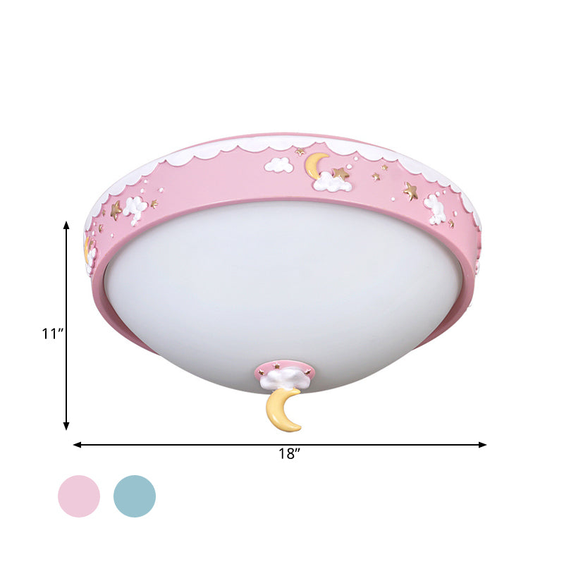 Acrylic Waterdrop Flush Light Contemporary Pink/Blue Cloud Pattern LED Ceiling Flush Mount with Moon and Star Design Clearhalo 'Ceiling Lights' 'Close To Ceiling Lights' 'Close to ceiling' 'Flush mount' Lighting' 756520