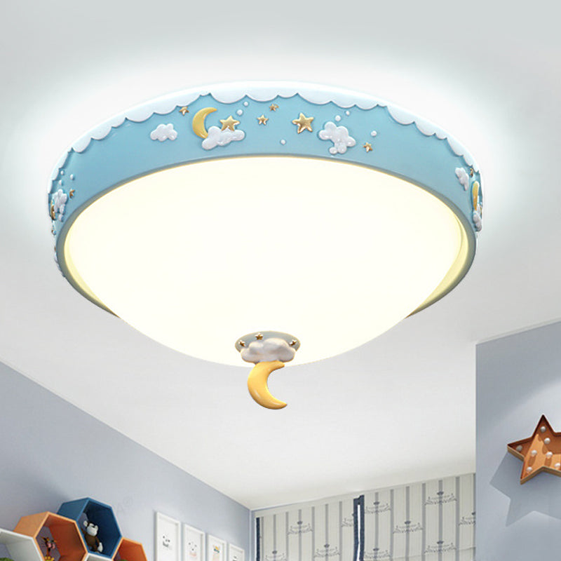 Acrylic Waterdrop Flush Light Contemporary Pink/Blue Cloud Pattern LED Ceiling Flush Mount with Moon and Star Design Blue Clearhalo 'Ceiling Lights' 'Close To Ceiling Lights' 'Close to ceiling' 'Flush mount' Lighting' 756521