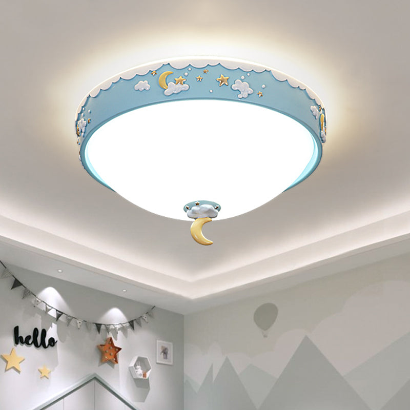 Acrylic Waterdrop Flush Light Contemporary Pink/Blue Cloud Pattern LED Ceiling Flush Mount with Moon and Star Design Clearhalo 'Ceiling Lights' 'Close To Ceiling Lights' 'Close to ceiling' 'Flush mount' Lighting' 756522