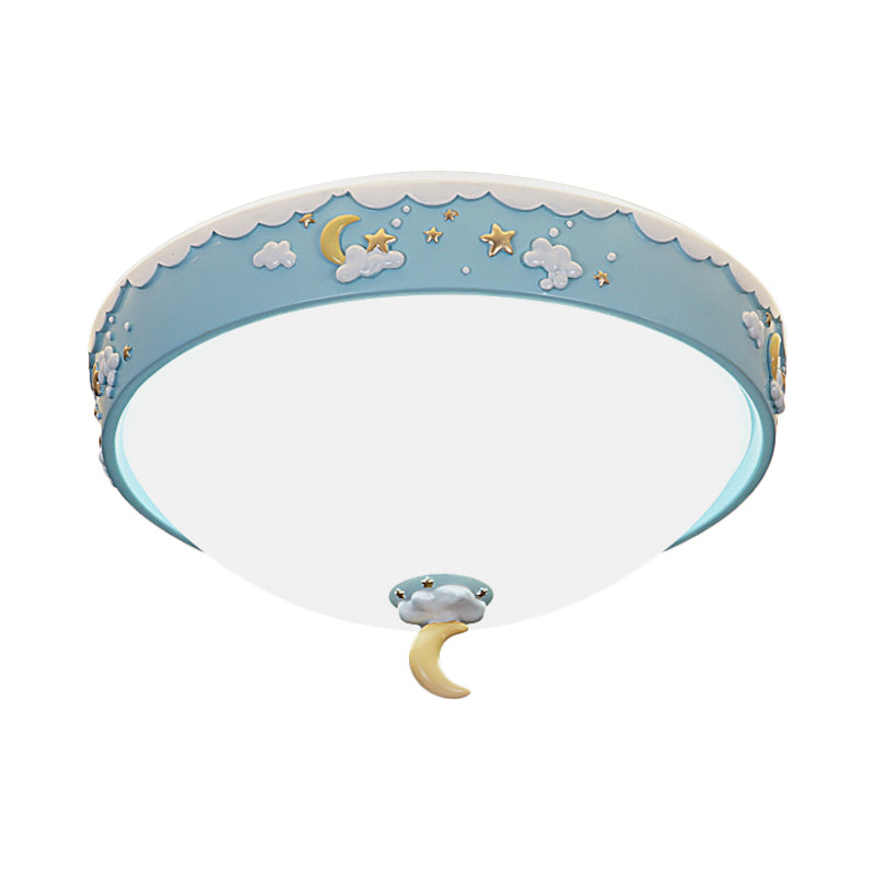 Acrylic Waterdrop Flush Light Contemporary Pink/Blue Cloud Pattern LED Ceiling Flush Mount with Moon and Star Design Clearhalo 'Ceiling Lights' 'Close To Ceiling Lights' 'Close to ceiling' 'Flush mount' Lighting' 756523