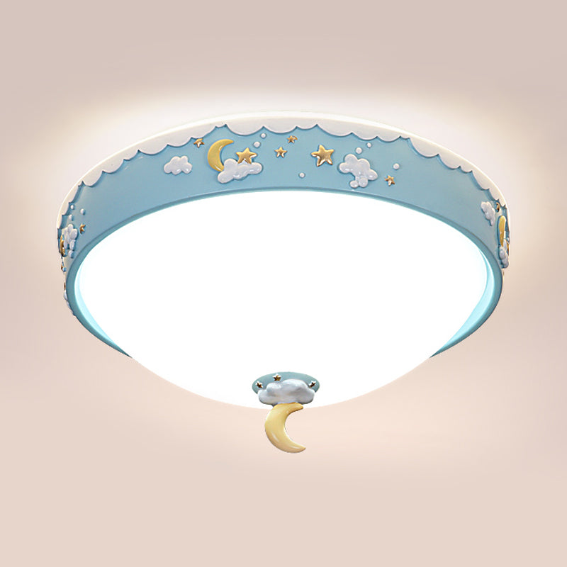 Acrylic Waterdrop Flush Light Contemporary Pink/Blue Cloud Pattern LED Ceiling Flush Mount with Moon and Star Design Clearhalo 'Ceiling Lights' 'Close To Ceiling Lights' 'Close to ceiling' 'Flush mount' Lighting' 756524