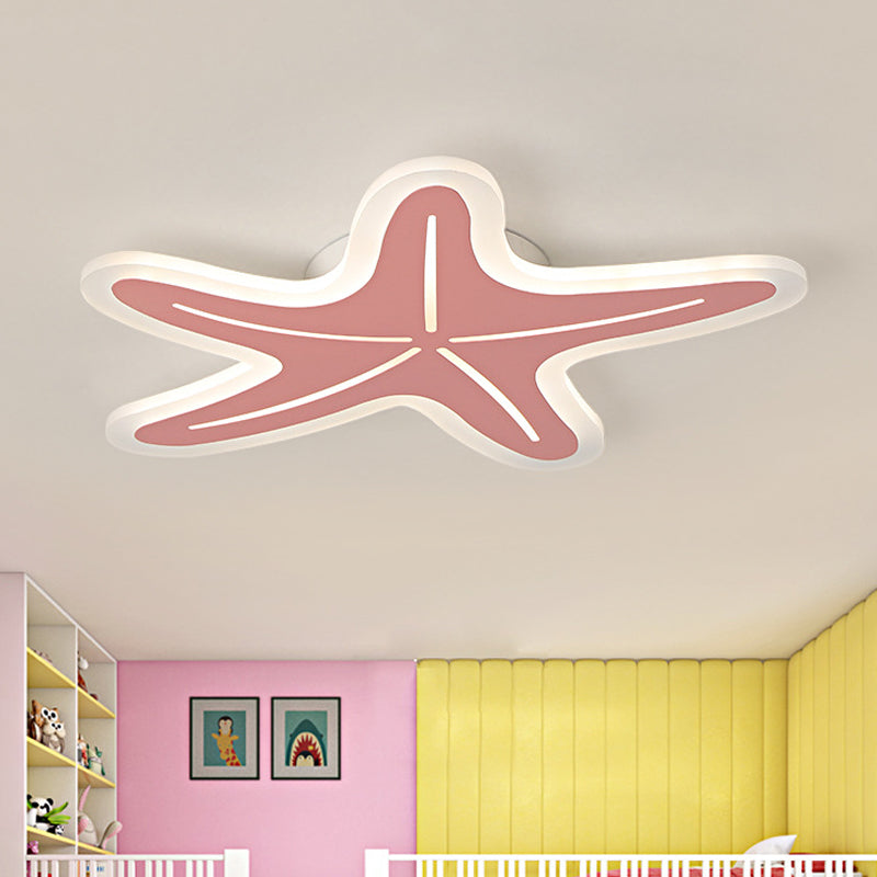 Modernist Star Shaped Flush Light Acrylic Kindergarten LED Ceiling Flush Mount in Blue/Pink/White Pink Clearhalo 'Ceiling Lights' 'Close To Ceiling Lights' 'Close to ceiling' 'Flush mount' Lighting' 756545