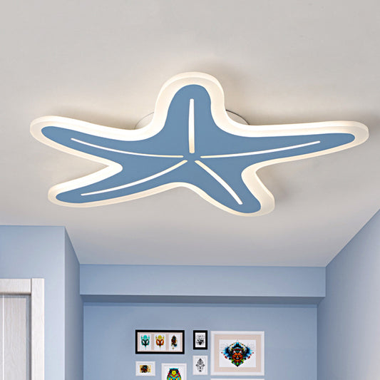 Modernist Star Shaped Flush Light Acrylic Kindergarten LED Ceiling Flush Mount in Blue/Pink/White Blue Clearhalo 'Ceiling Lights' 'Close To Ceiling Lights' 'Close to ceiling' 'Flush mount' Lighting' 756549