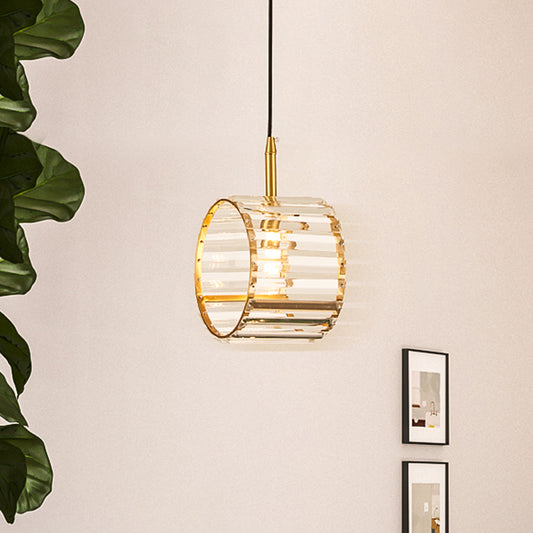 Brass Mini Wristband Pendulum Light Simple Crystal Prism Single Dining Table Hanging Lamp Kit Brass Clearhalo 'Ceiling Lights' 'Modern Pendants' 'Modern' 'Pendant Lights' 'Pendants' Lighting' 756877
