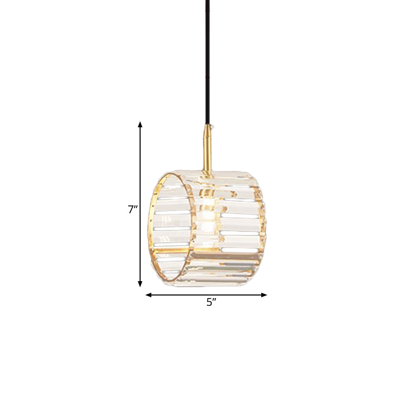 Brass Mini Wristband Pendulum Light Simple Crystal Prism Single Dining Table Hanging Lamp Kit Clearhalo 'Ceiling Lights' 'Modern Pendants' 'Modern' 'Pendant Lights' 'Pendants' Lighting' 756880
