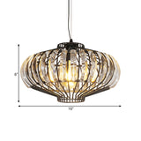 1 Light Hanging Pendant Clear Crystal Vintage Lounge Ceiling Lamp with Lantern Shade in Black Clearhalo 'Ceiling Lights' 'Modern Pendants' 'Modern' 'Pendant Lights' 'Pendants' Lighting' 756909