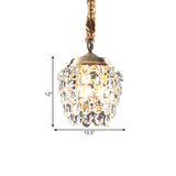 K9 Crystal Beaded Artichoke Drop Lamp Minimalist 3-Light Living Room Ceiling Chandelier in Brass Clearhalo 'Ceiling Lights' 'Chandeliers' 'Modern Chandeliers' 'Modern' Lighting' 756913