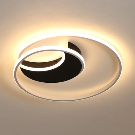 Acrylic Crescent LED Flushmount Light with Ring Contemporary Eye-Caring Ceiling Light for Bedroom White Clearhalo 'Ceiling Lights' 'Close To Ceiling Lights' 'Close to ceiling' 'Flush mount' Lighting' 75692