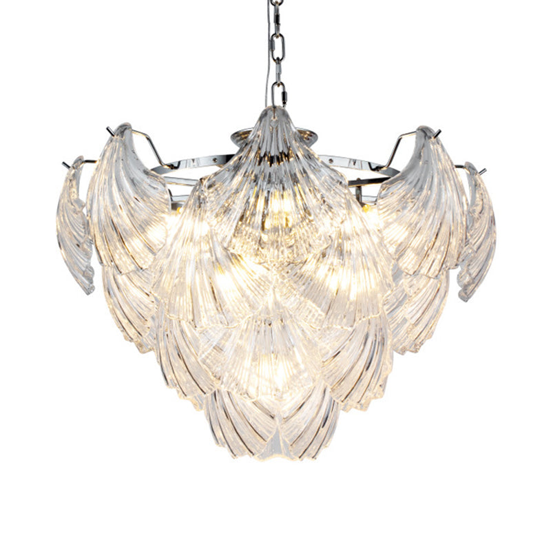 Modern Stylish Tapered Petals Chandelier 10 Bulbs Clear Crystal Hanging Pendant Light in Chrome Clearhalo 'Ceiling Lights' 'Chandeliers' 'Modern Chandeliers' 'Modern' Lighting' 756924