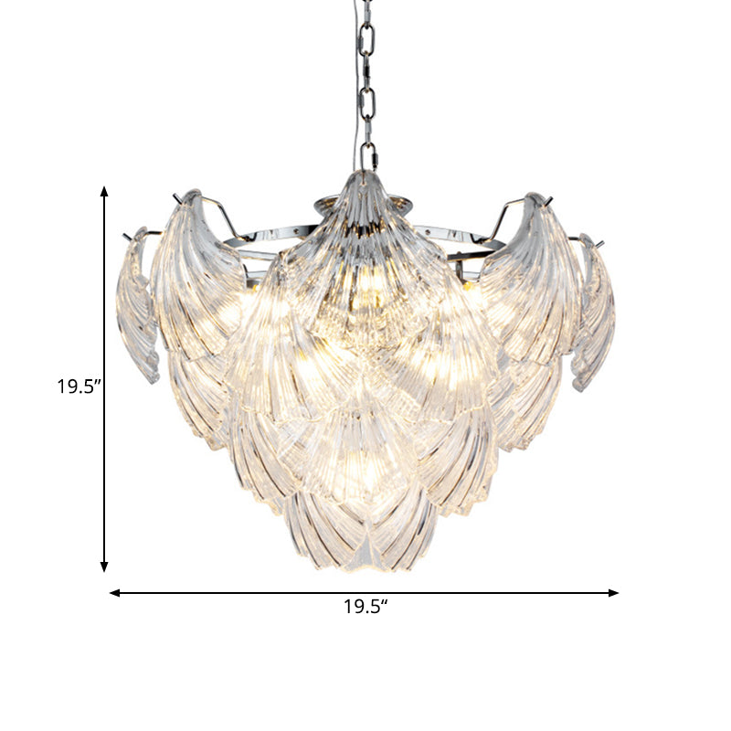 Modern Stylish Tapered Petals Chandelier 10 Bulbs Clear Crystal Hanging Pendant Light in Chrome Clearhalo 'Ceiling Lights' 'Chandeliers' 'Modern Chandeliers' 'Modern' Lighting' 756925