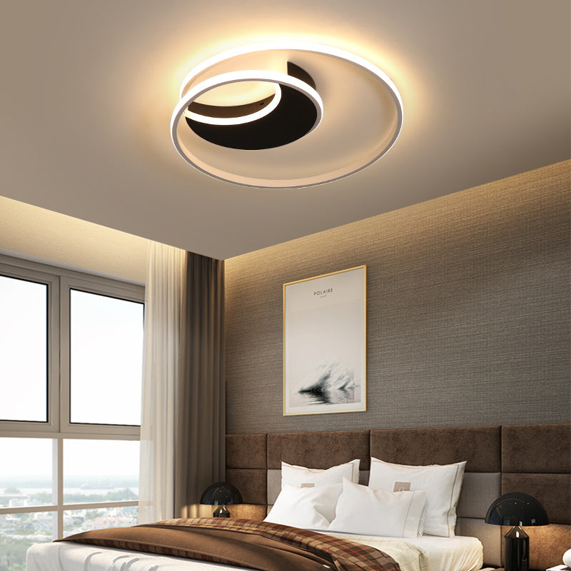 Acrylic Crescent LED Flushmount Light with Ring Contemporary Eye-Caring Ceiling Light for Bedroom Clearhalo 'Ceiling Lights' 'Close To Ceiling Lights' 'Close to ceiling' 'Flush mount' Lighting' 75693