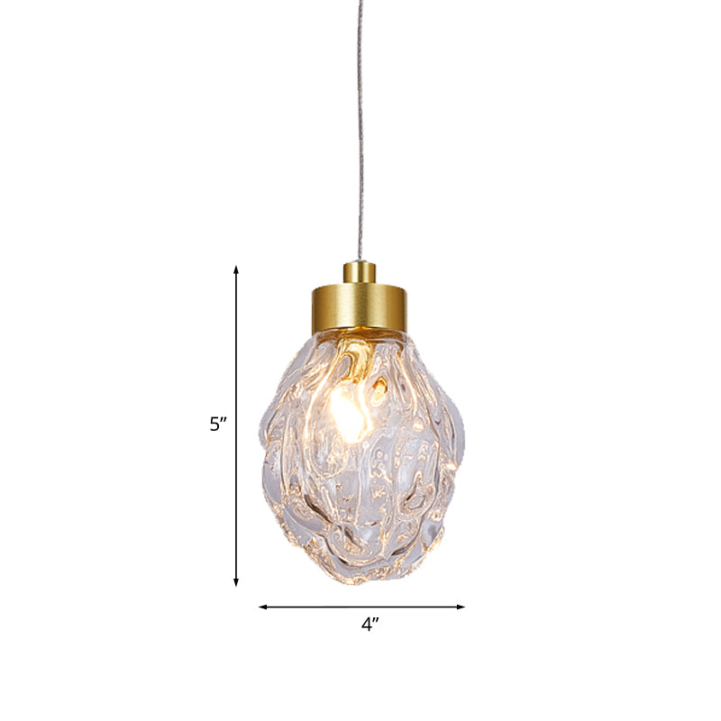 Post Modern Pineal Fruit Ceiling Light Clear Glass 1 Head Dining Room Suspension Pendant Lamp in Gold Clearhalo 'Ceiling Lights' 'Glass shade' 'Glass' 'Modern Pendants' 'Modern' 'Pendant Lights' 'Pendants' Lighting' 756990