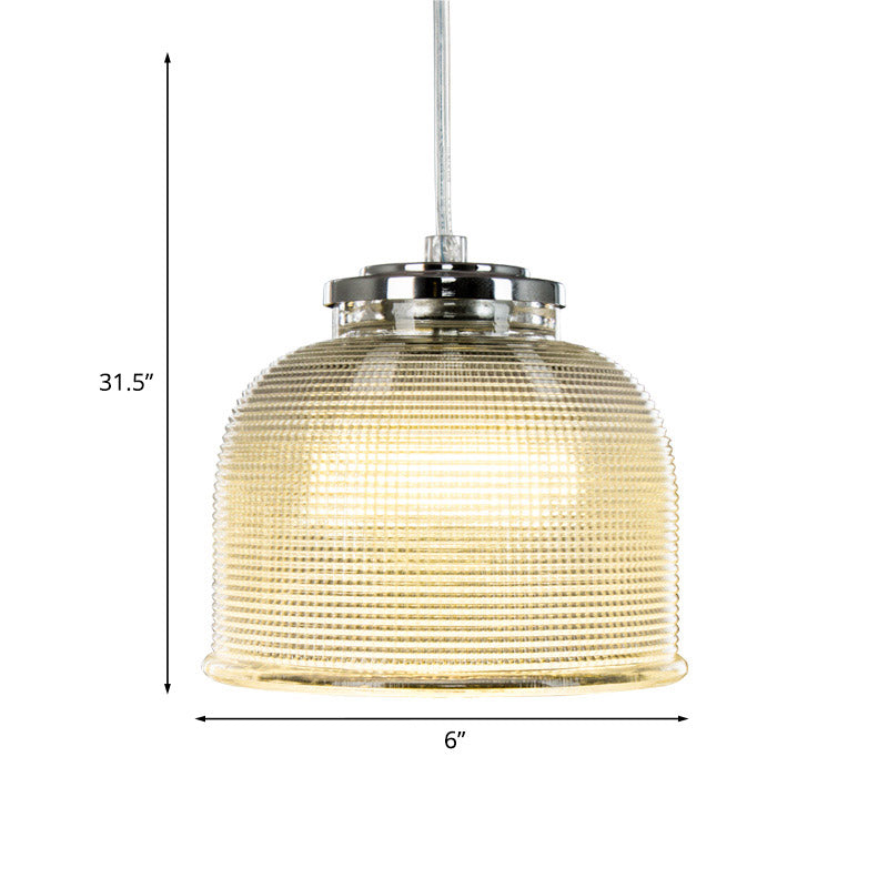 Latticed Glass Bowl Drop Pendant Light Modernist 1 Head Chrome Hanging Ceiling Lamp over Table Clearhalo 'Ceiling Lights' 'Glass shade' 'Glass' 'Modern Pendants' 'Modern' 'Pendant Lights' 'Pendants' Lighting' 756998