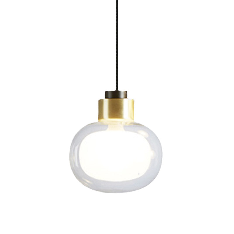 Modern 1 Bulb LED Hanging Light with Clear Glass Shade Brass Oblong Suspension Lamp Clearhalo 'Ceiling Lights' 'Glass shade' 'Glass' 'Modern Pendants' 'Modern' 'Pendant Lights' 'Pendants' Lighting' 757001