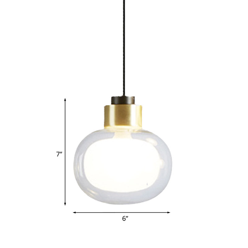 Modern 1 Bulb LED Hanging Light with Clear Glass Shade Brass Oblong Suspension Lamp Clearhalo 'Ceiling Lights' 'Glass shade' 'Glass' 'Modern Pendants' 'Modern' 'Pendant Lights' 'Pendants' Lighting' 757002