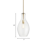 1 Bulb Kitchen Pendant Lighting Simple Gold Ceiling Hang Fixture with Urn Clear Glass Shade Clearhalo 'Ceiling Lights' 'Glass shade' 'Glass' 'Modern Pendants' 'Modern' 'Pendant Lights' 'Pendants' Lighting' 757006