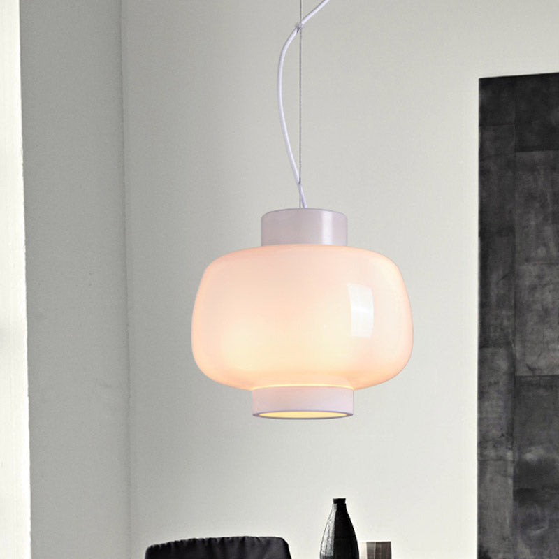 Lantern Living Room Suspension Light Smoke Gray/Cream/Cognac Glass 1-Head Modernism Hanging Pendant Clearhalo 'Ceiling Lights' 'Glass shade' 'Glass' 'Modern Pendants' 'Modern' 'Pendant Lights' 'Pendants' Lighting' 757019