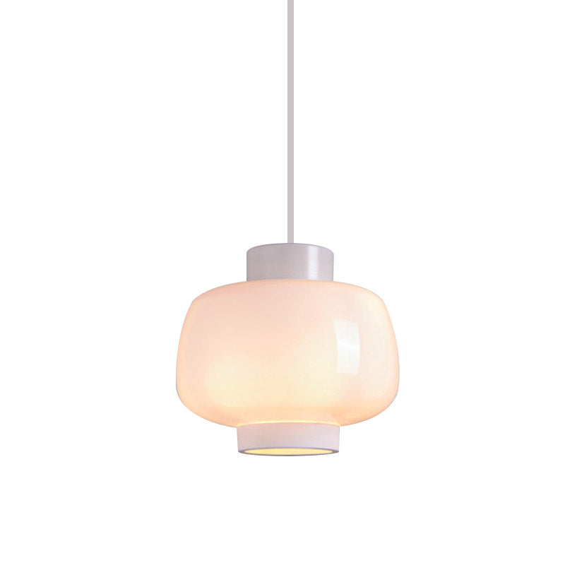 Lantern Living Room Suspension Light Smoke Gray/Cream/Cognac Glass 1-Head Modernism Hanging Pendant Clearhalo 'Ceiling Lights' 'Glass shade' 'Glass' 'Modern Pendants' 'Modern' 'Pendant Lights' 'Pendants' Lighting' 757021