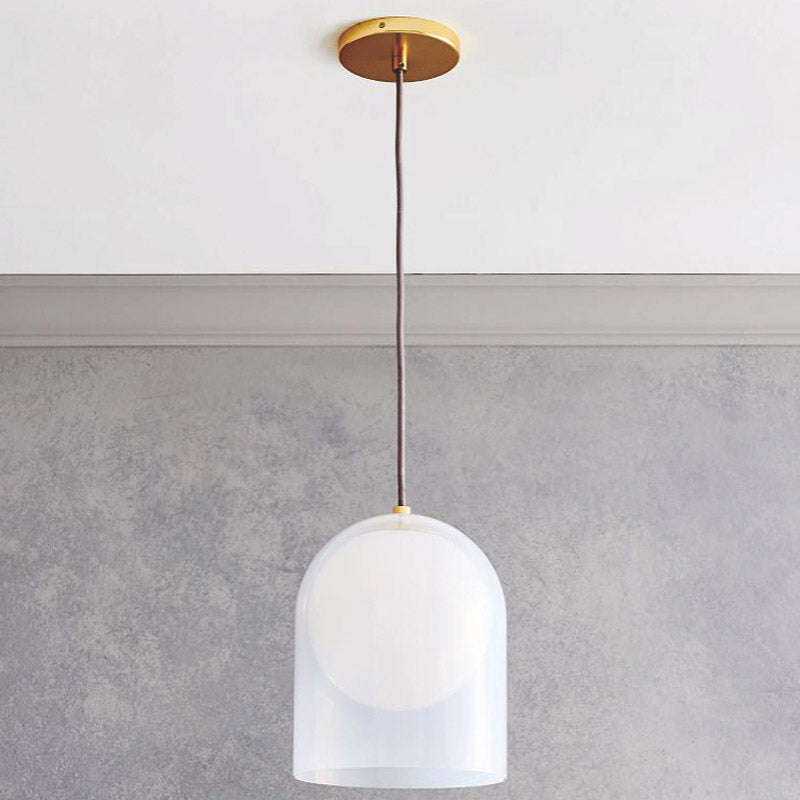 Ball Opal Glass Hanging Light Kit Modern 1 Head Gold Ceiling Suspension Lamp with Ball Shade Inside Gold Clearhalo 'Ceiling Lights' 'Glass shade' 'Glass' 'Modern Pendants' 'Modern' 'Pendant Lights' 'Pendants' Lighting' 757031