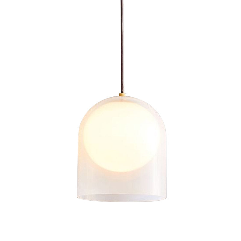 Ball Opal Glass Hanging Light Kit Modern 1 Head Gold Ceiling Suspension Lamp with Ball Shade Inside Clearhalo 'Ceiling Lights' 'Glass shade' 'Glass' 'Modern Pendants' 'Modern' 'Pendant Lights' 'Pendants' Lighting' 757033