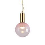 Gradient Pink Glass Ball Suspension Light Contemporary 1-Head Ceiling Hang Fixture in Gold Clearhalo 'Ceiling Lights' 'Glass shade' 'Glass' 'Modern Pendants' 'Modern' 'Pendant Lights' 'Pendants' Lighting' 757045