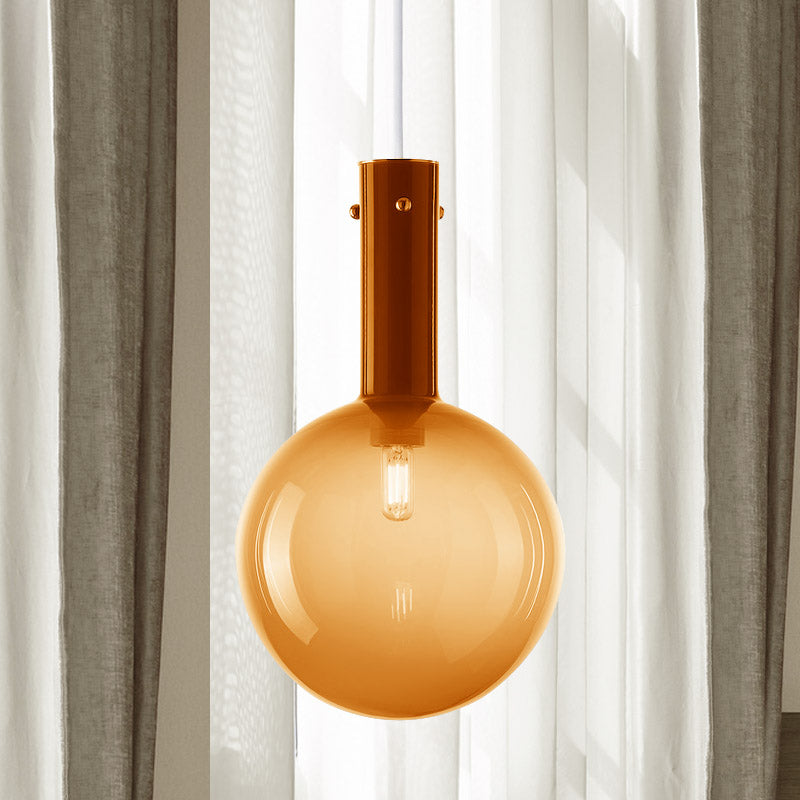 Contemporary Orb Pendant Lighting Gradient Green/Orange Glass 1-Bulb Bedside Hanging Ceiling Lamp Orange Clearhalo 'Ceiling Lights' 'Glass shade' 'Glass' 'Modern Pendants' 'Modern' 'Pendant Lights' 'Pendants' Lighting' 757051