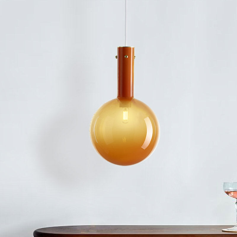 Contemporary Orb Pendant Lighting Gradient Green/Orange Glass 1-Bulb Bedside Hanging Ceiling Lamp Clearhalo 'Ceiling Lights' 'Glass shade' 'Glass' 'Modern Pendants' 'Modern' 'Pendant Lights' 'Pendants' Lighting' 757052