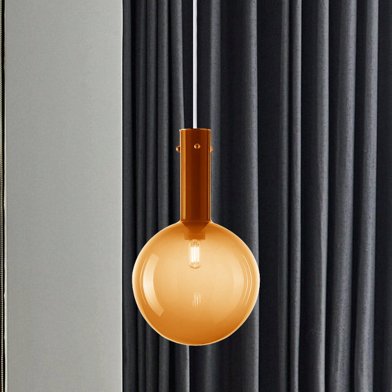 Contemporary Orb Pendant Lighting Gradient Green/Orange Glass 1-Bulb Bedside Hanging Ceiling Lamp Clearhalo 'Ceiling Lights' 'Glass shade' 'Glass' 'Modern Pendants' 'Modern' 'Pendant Lights' 'Pendants' Lighting' 757053