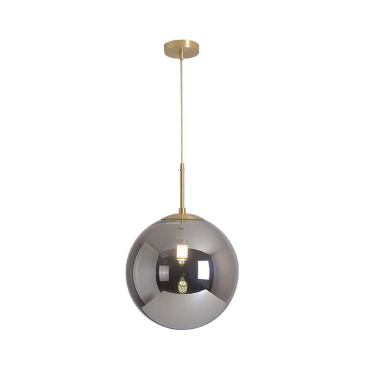 6"/10" Wide Globe Ceiling Pendant Light Modernist Tan/Smoke Gray Mirror Glass 1 Light Dining Room Suspension Lamp Clearhalo 'Ceiling Lights' 'Glass shade' 'Glass' 'Modern Pendants' 'Modern' 'Pendant Lights' 'Pendants' Lighting' 757076