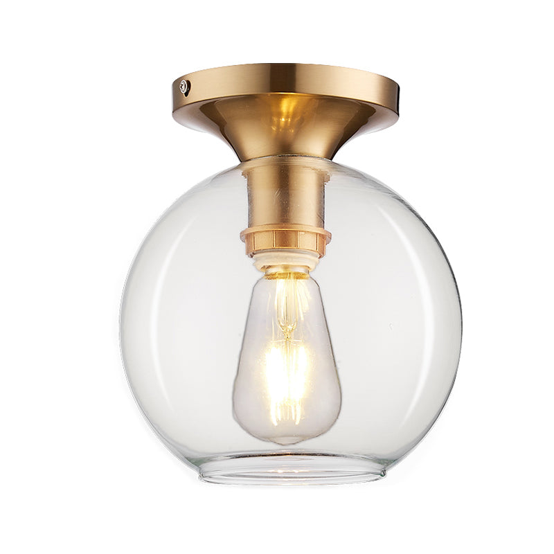 Clear Glass Sphere Ceiling Mounted Light Vintage 1-Bulb Flush Lamp Fixture for Foyer Clearhalo 'Ceiling Lights' 'Close To Ceiling Lights' 'Close to ceiling' 'Flush mount' Lighting' 757125