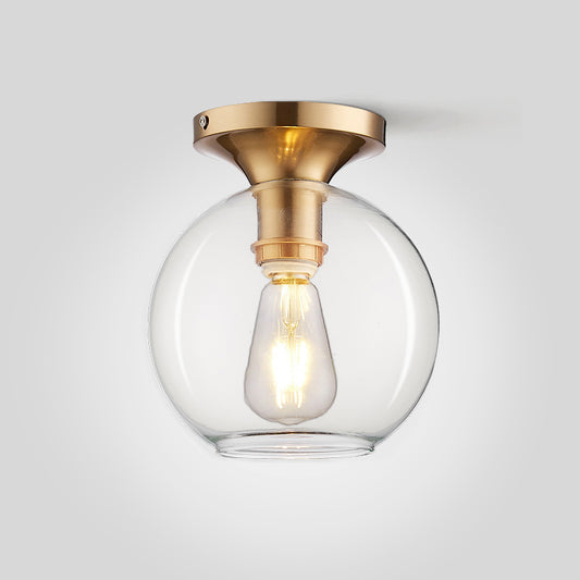 Clear Glass Sphere Ceiling Mounted Light Vintage 1-Bulb Flush Lamp Fixture for Foyer Clearhalo 'Ceiling Lights' 'Close To Ceiling Lights' 'Close to ceiling' 'Flush mount' Lighting' 757126