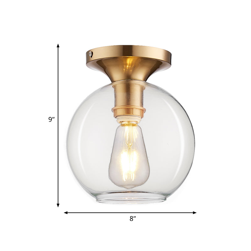 Clear Glass Sphere Ceiling Mounted Light Vintage 1-Bulb Flush Lamp Fixture for Foyer Clearhalo 'Ceiling Lights' 'Close To Ceiling Lights' 'Close to ceiling' 'Flush mount' Lighting' 757127