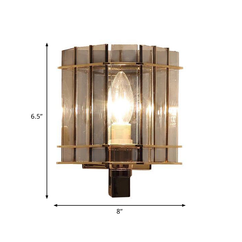Modern Rectangle Panel Wall Lighting Smoke Gray Glass 1-Bulb Bedside Wall Sconce Lamp Clearhalo 'Cast Iron' 'Glass' 'Industrial' 'Modern wall lights' 'Modern' 'Tiffany' 'Traditional wall lights' 'Wall Lamps & Sconces' 'Wall Lights' Lighting' 757195