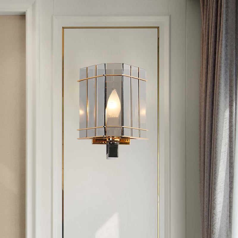 Smoke Gray Glass Triangle Sconce Light Fixture Modernist 1-Head Wall Mounted Lamp for Bedroom Smoke Gray Clearhalo 'Cast Iron' 'Glass' 'Industrial' 'Modern wall lights' 'Modern' 'Tiffany' 'Traditional wall lights' 'Wall Lamps & Sconces' 'Wall Lights' Lighting' 757196
