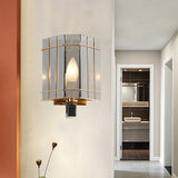 Smoke Gray Glass Triangle Sconce Light Fixture Modernist 1-Head Wall Mounted Lamp for Bedroom Clearhalo 'Cast Iron' 'Glass' 'Industrial' 'Modern wall lights' 'Modern' 'Tiffany' 'Traditional wall lights' 'Wall Lamps & Sconces' 'Wall Lights' Lighting' 757197