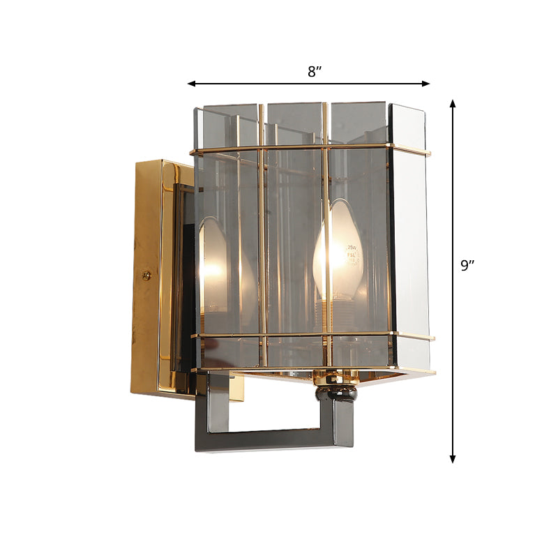 Smoke Gray Glass Triangle Sconce Light Fixture Modernist 1-Head Wall Mounted Lamp for Bedroom Clearhalo 'Cast Iron' 'Glass' 'Industrial' 'Modern wall lights' 'Modern' 'Tiffany' 'Traditional wall lights' 'Wall Lamps & Sconces' 'Wall Lights' Lighting' 757199
