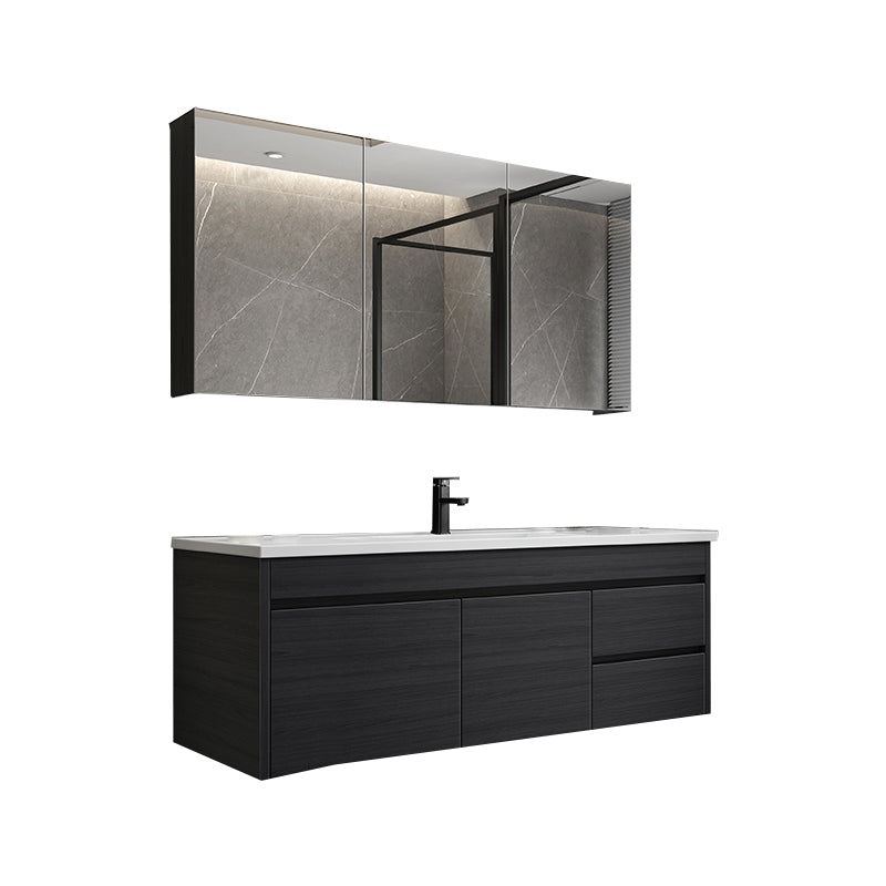 Grey Wall Mounted Standard Single-Sink Rectangular Modern Bathroom Vanity  Set - Clearhalo