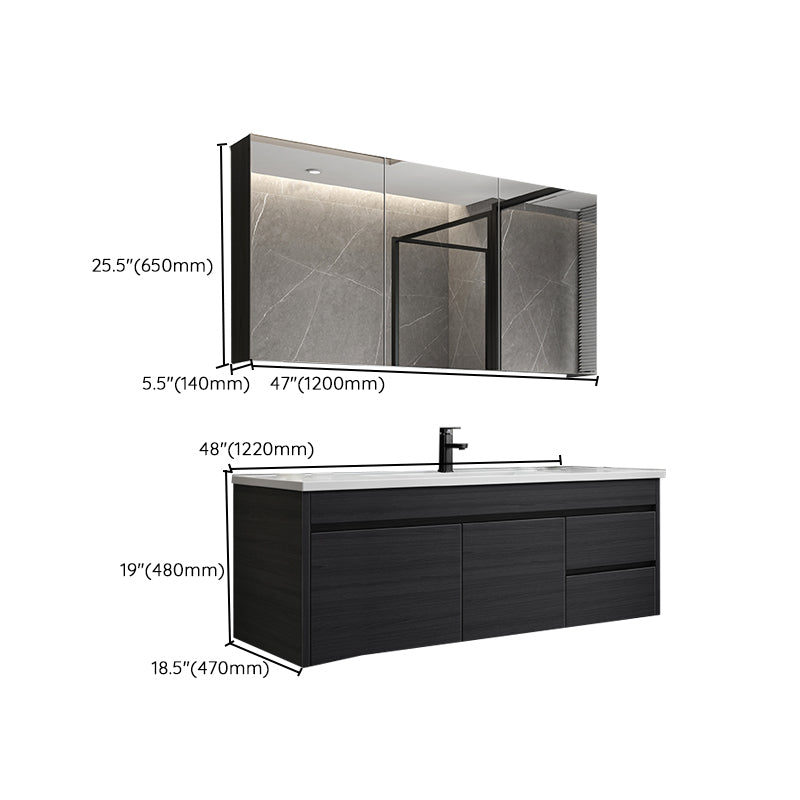 Rectangular Bathroom Vanity Single-Sink Modern Ceramic Wall Mount Vanity Set Clearhalo 'Bathroom Remodel & Bathroom Fixtures' 'Bathroom Vanities' 'bathroom_vanities' 'Home Improvement' 'home_improvement' 'home_improvement_bathroom_vanities' 7572897