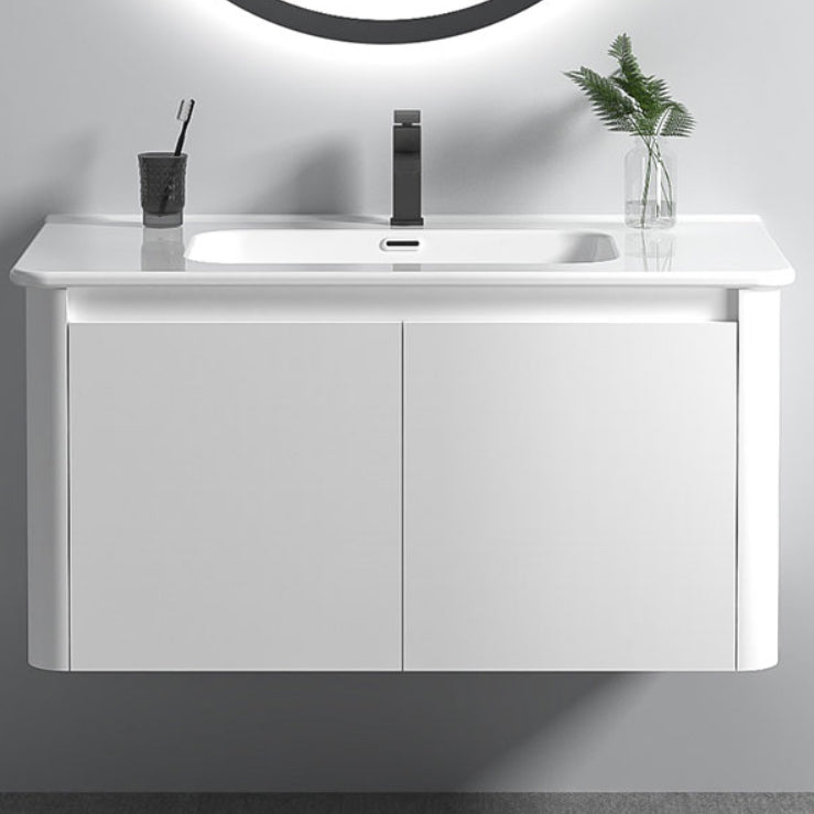Wall Mount Bathroom Vanity Modern White Ceramic Single-Sink Vanity Set Clearhalo 'Bathroom Remodel & Bathroom Fixtures' 'Bathroom Vanities' 'bathroom_vanities' 'Home Improvement' 'home_improvement' 'home_improvement_bathroom_vanities' 7572898