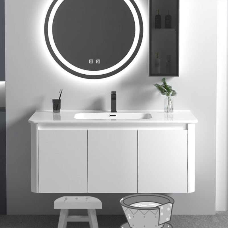 Wall Mount Bathroom Vanity Modern White Ceramic Single-Sink Vanity Set Clearhalo 'Bathroom Remodel & Bathroom Fixtures' 'Bathroom Vanities' 'bathroom_vanities' 'Home Improvement' 'home_improvement' 'home_improvement_bathroom_vanities' 7572901