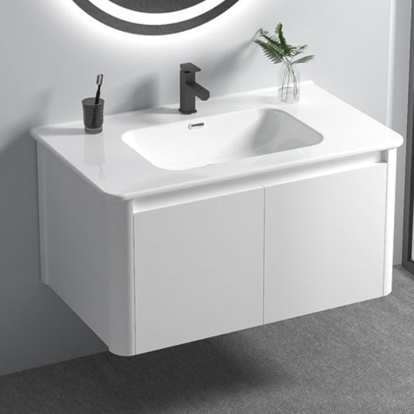 Wall Mount Bathroom Vanity Modern White Ceramic Single-Sink Vanity Set Clearhalo 'Bathroom Remodel & Bathroom Fixtures' 'Bathroom Vanities' 'bathroom_vanities' 'Home Improvement' 'home_improvement' 'home_improvement_bathroom_vanities' 7572902